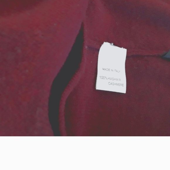 Burgundy Italian Cashmere V-neck Sweater, IT 42 - Picture 5 of 5
